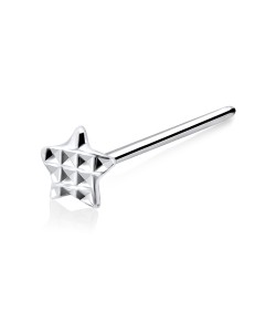 Checked Star Silver Straight Nose Stud NSKA-03b